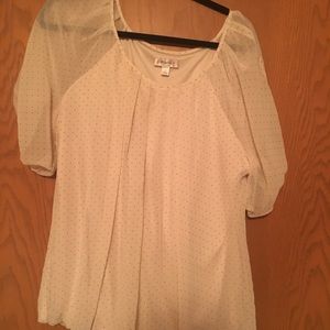 Cream polka dot 2X Dress Barn top